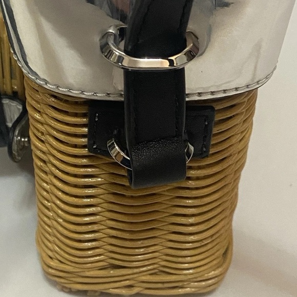 Kate Spade Wicker Crossbody Bag with Silver Accents